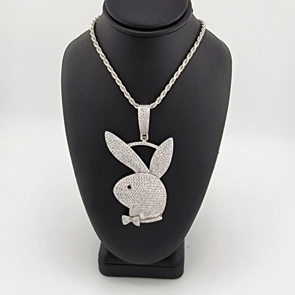 Brand New Sterling Silver 925 Bunny Face Necklace